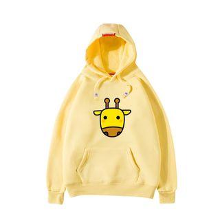 Long Sleeve Giraffe Print Hooded Pullover