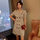 Plaid Double Breasted Short-sleeve Dress