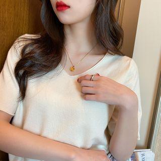 Short-sleeve Plain T-shirt (2 Style)