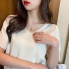 Short-sleeve Plain T-shirt (2 Style)