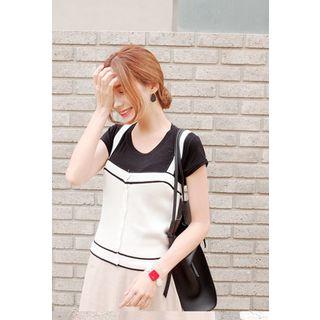 Contrast-trim Button-front Knit Camisole Top