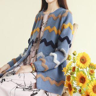 Zigzag Open Front Cardigan