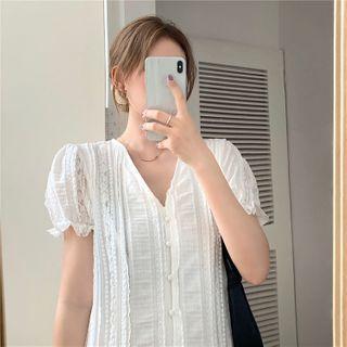 Eyelet Lace V-neck Short-sleeve Dress