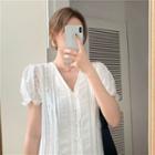 Eyelet Lace V-neck Short-sleeve Dress