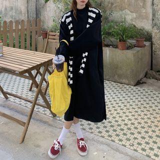 Striped Shawl / Long-sleeve Sweatshirt Maxi Skirt