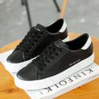 Star Perforated Faux Leather Lace Up Sneakers