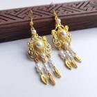 Faux Pearl Agate Alloy Fringed Earring