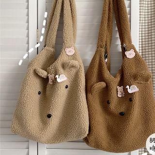 Bear Themed Fleece Tote Bag