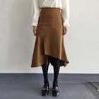 Asymmetric-hem Wool Blend Midi Skirt
