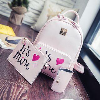 Set : Embroidered Backpack + Clutch + Keyholder