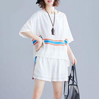 Set : Asymmetrical Top + Shorts As Shown In Figure - L