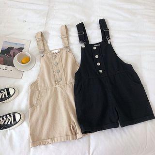 Plain Roll-up Denim Strap Dress
