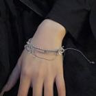 Layered Rhinestone Bracelet Silver - One Size