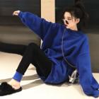 Plain Sweatshirt/ Contrast-trim Leggings