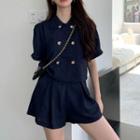 Short-sleeve Double Breasted Blouse / Shorts