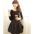 Banded-waist Patterned A-line Skirt