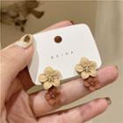 Flower Alloy Earring 1 Pair - Almond & Brown - One Size