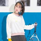 Embroidered Letter Panel Sweatshirt