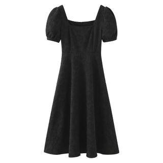 Square Neck Short Sleeve Slim Maxi Dress