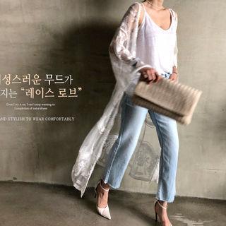 See-through Lace Long Robe Cardigan