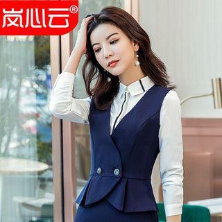 Vest / Mini Pencil Skirt / Slim-fit Dress Pants / Long-sleeve Blouse / Set