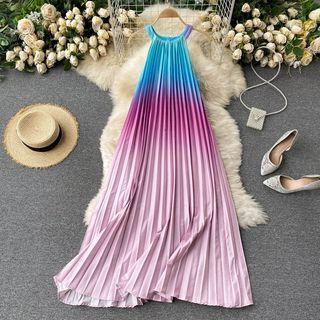 Sleeveless Gradient Pleated A-line Dress