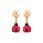 Fashion Cute Plated Gold Enamel Ladybug Stud Earrings Golden - One Size