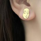 Face Stud Earring 1 Pair - Gold - One Size