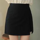 Slit-side Zip-back Mini Skirt