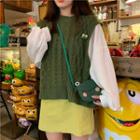 Mock Two-piece Cable-knit Long-sleeve Top