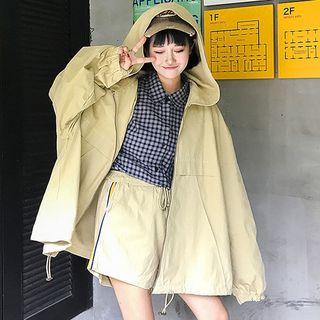 Hooded Long Jacket / Wide Leg Shorts