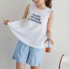 Letter-printed Stitched Linen Sleeveless Top