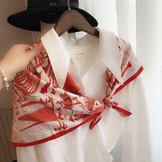 Printed Satin Scarf Orange - One Size