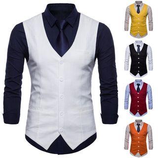 Plain Single Breasted Vest