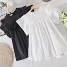 Round-neck Plain Ruffle Short-sleeve Dress