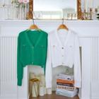 Lace-trim Metal-button Cardigan