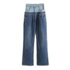 Mock Two Pieces Straight Cut Jeans