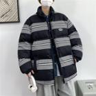 Applique Striped Padded Coat