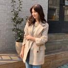 Doubled-breasted Checked Longline Blazer Beige - One Size