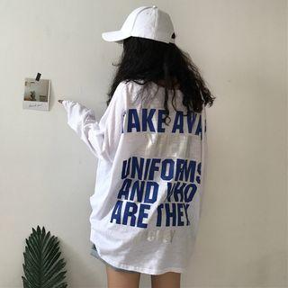 Long-sleeve Oversized Lettering T-shirt