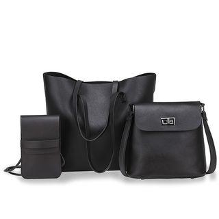 Set Of 3: Faux Leather Tote Bag + Shoulder Bag + Shoulder Pouch