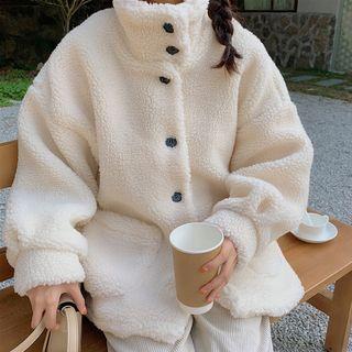 Fleece Button Coat Almond - One Size