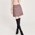 Wool Blend Tweed A-line Miniskirt