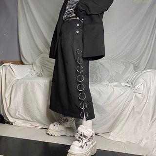 Ring Detail Panel Midi A-line Skirt