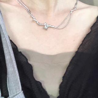 Faux Gemstone Alloy Choker Green & Silver - One Size