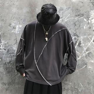 Round Neck Panel Long-sleeve T-shirt