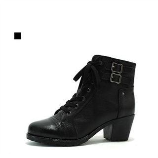 Genuine Leather Buckled Boots