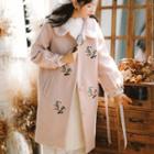 Balloon-sleeve Embroidered Buttoned Coat