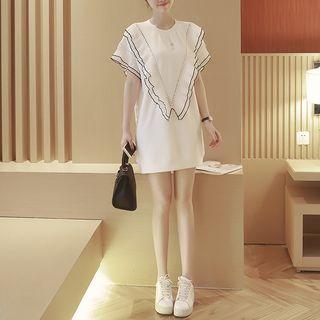 Piped Chevron Short-sleeve Dress