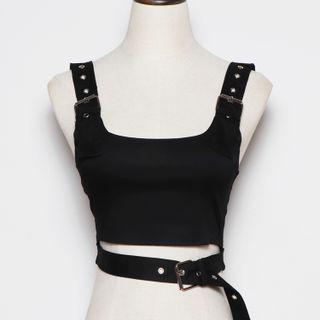 Grommet Crop Tank Top Black - One Size